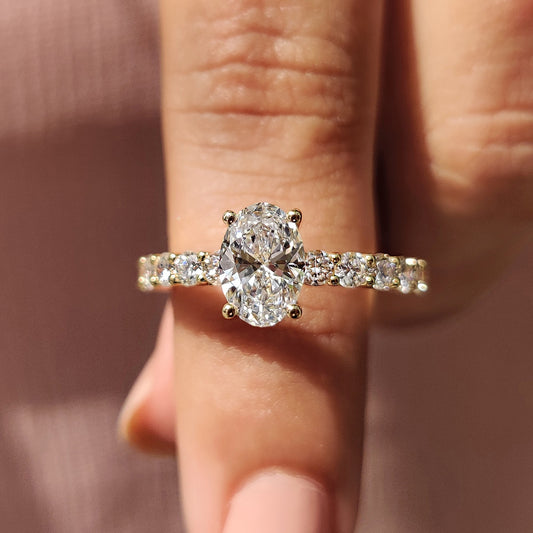 Cushion Hidden Halo Lab Grown Diamond Engagement Ring