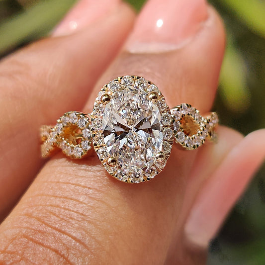 Cushion Hidden Halo Lab Grown Diamond Engagement Ring