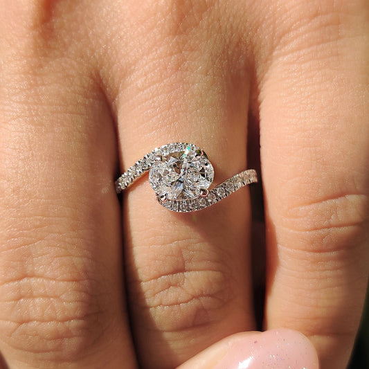 Cushion Hidden Halo Lab Grown Diamond Engagement Ring