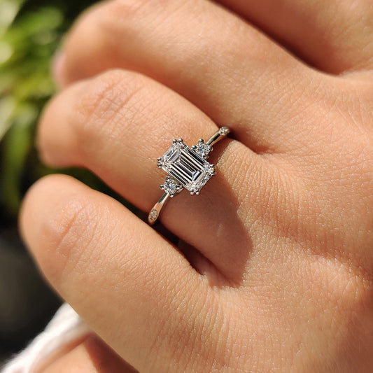 Cushion Hidden Halo Lab Grown Diamond Engagement Ring