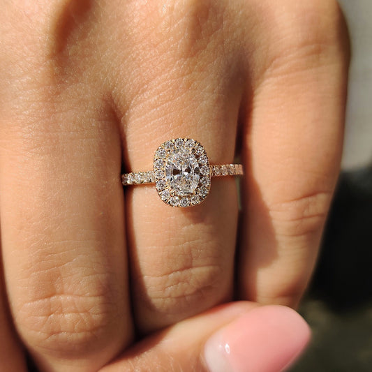Cushion Hidden Halo Lab Grown Diamond Engagement Ring