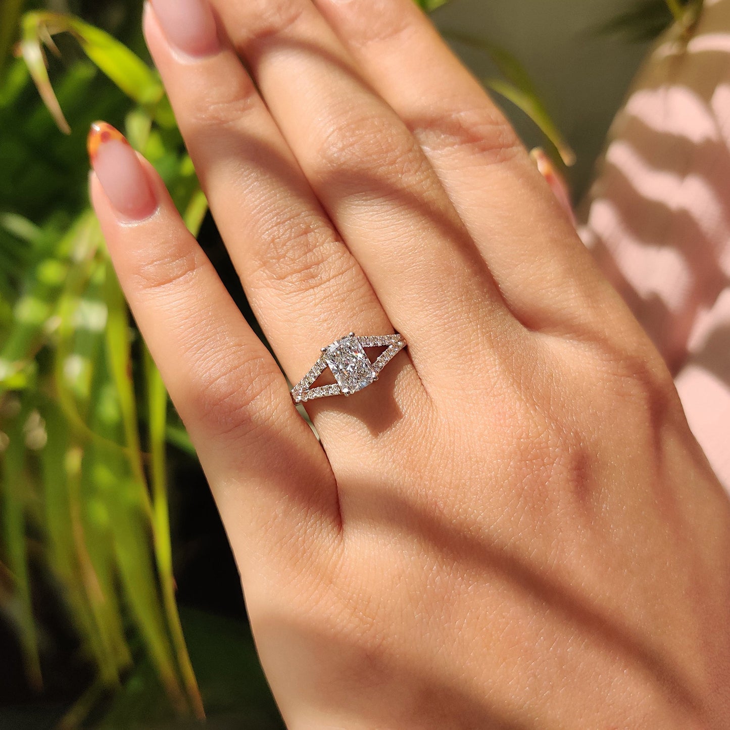 Cushion Hidden Halo Lab Grown Diamond Engagement Ring