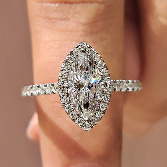 Cushion Hidden Halo Lab Grown Diamond Engagement Ring