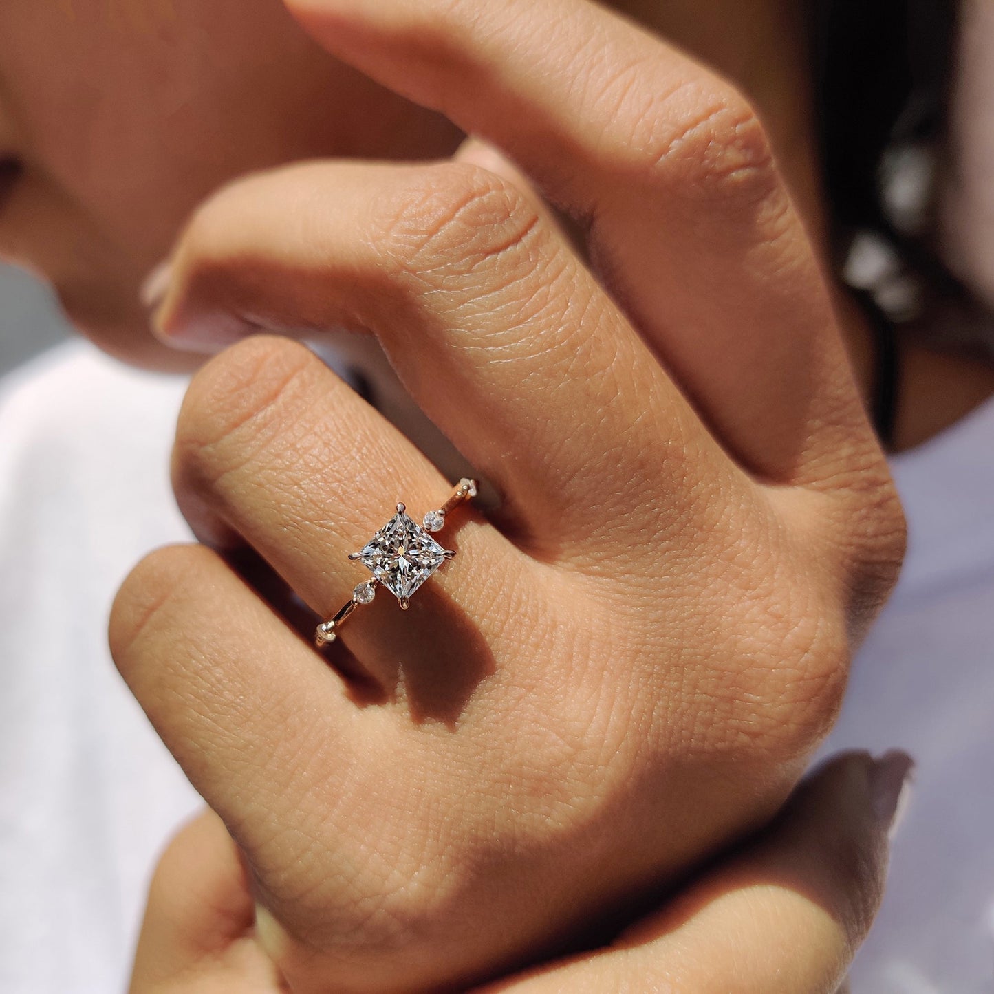 Cushion Hidden Halo Lab Grown Diamond Engagement Ring