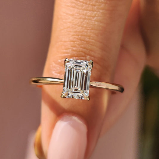 Cushion Hidden Halo Lab Grown Diamond Engagement Ring