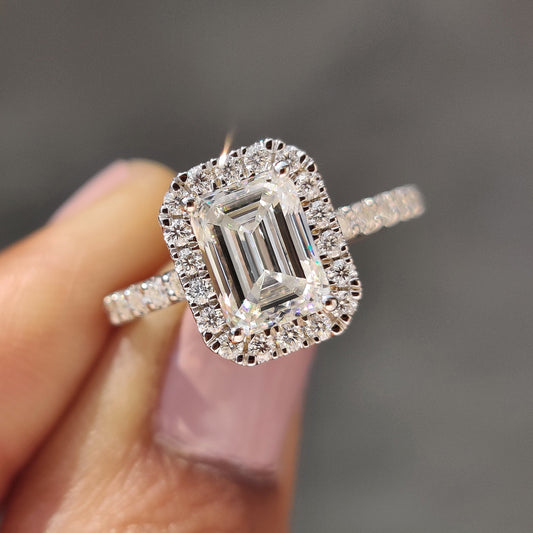 Cushion Hidden Halo Lab Grown Diamond Engagement Ring