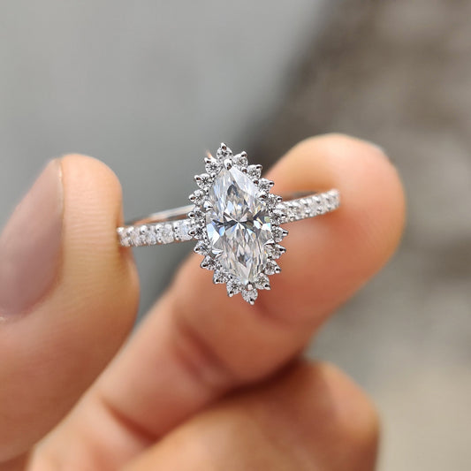 Cushion Hidden Halo Lab Grown Diamond Engagement Ring