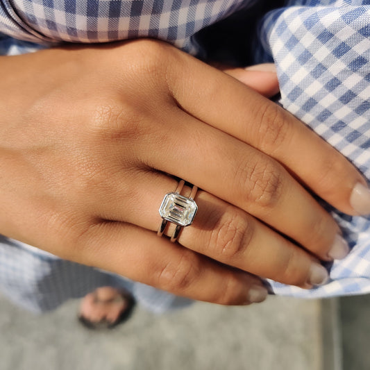 Cushion Hidden Halo Lab Grown Diamond Engagement Ring