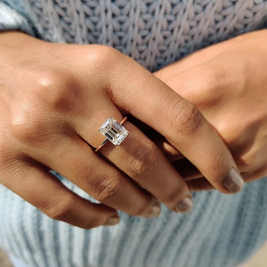 Cushion Hidden Halo Lab Grown Diamond Engagement Ring