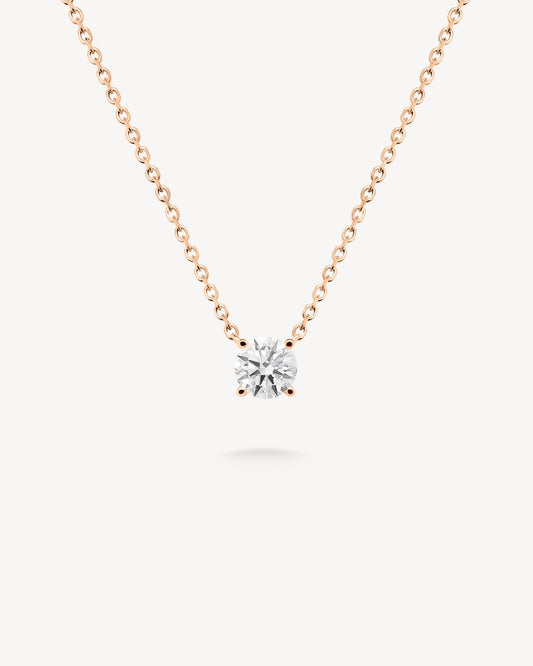 1.0 CT Round Bezel Solitaire Lab Grown Diamond Necklace