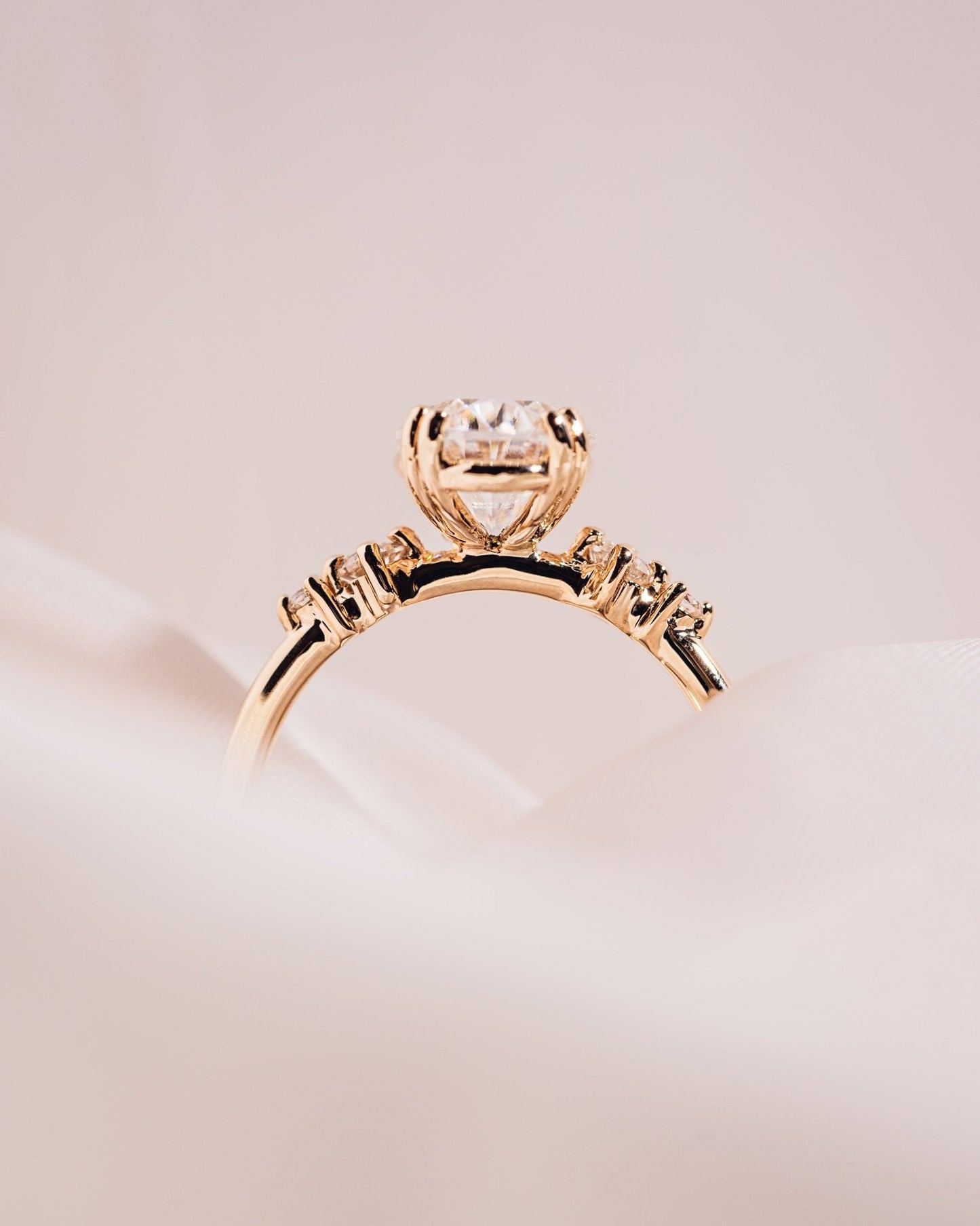 Cushion Hidden Halo Lab Grown Diamond Engagement Ring