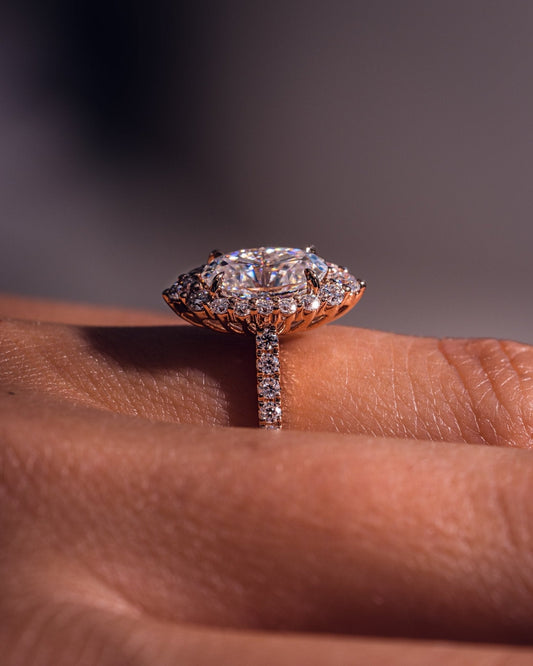 Cushion Hidden Halo Lab Grown Diamond Engagement Ring