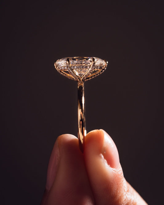 Cushion Hidden Halo Lab Grown Diamond Engagement Ring