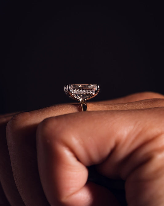 Cushion Hidden Halo Lab Grown Diamond Engagement Ring