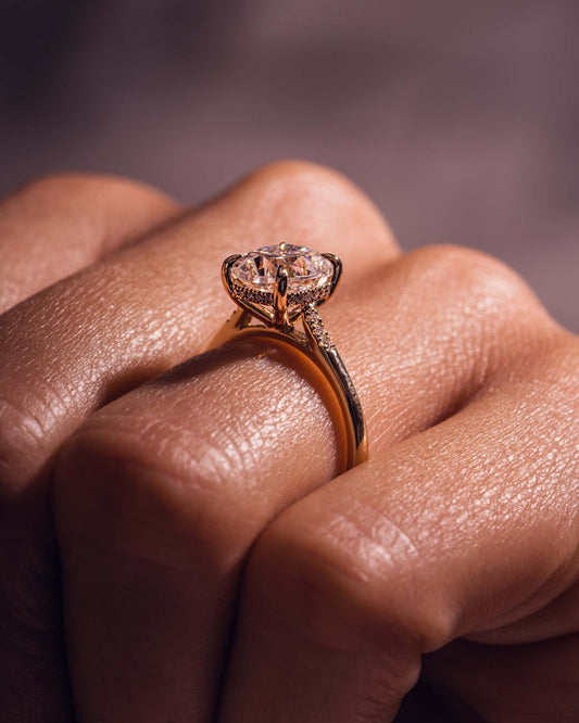 Cushion Hidden Halo Lab Grown Diamond Engagement Ring