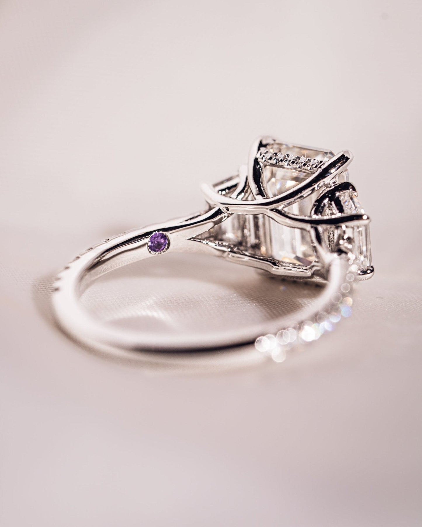 Cushion Hidden Halo Lab Grown Diamond Engagement Ring