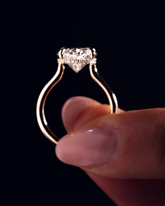 Cushion Hidden Halo Lab Grown Diamond Engagement Ring