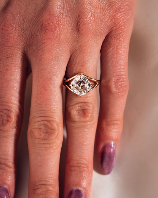 Cushion Hidden Halo Lab Grown Diamond Engagement Ring