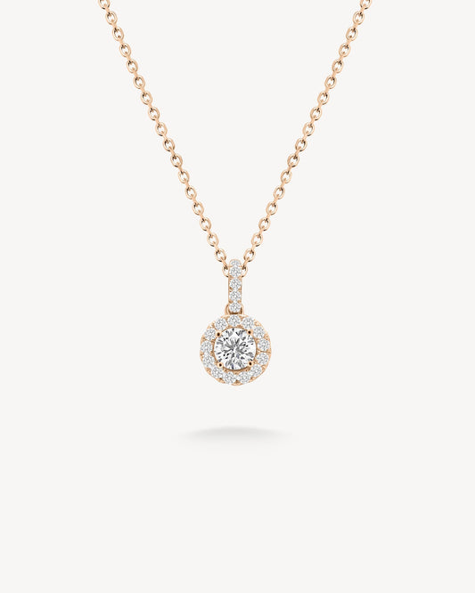 1.0 CT Round Bezel Solitaire Lab Grown Diamond Necklace