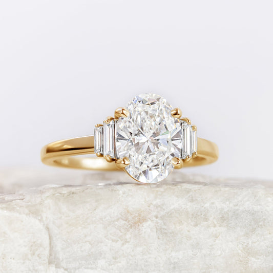 2 CT Round Three Stones Lab Grown Diamond Engagement Ring