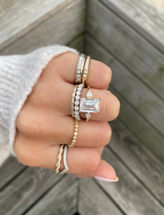 2 CT Round Three Stones Lab Grown Diamond Engagement Ring