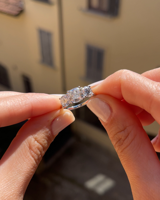 2 CT Round Three Stones Lab Grown Diamond Engagement Ring