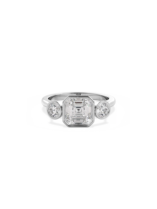 2 CT Round Three Stones Lab Grown Diamond Engagement Ring