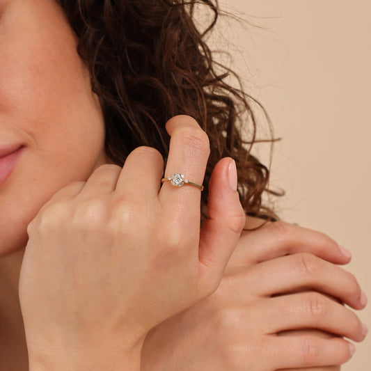 2 CT Round Three Stones Lab Grown Diamond Engagement Ring