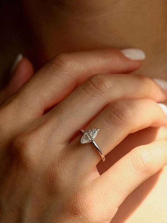 Marquise Cut Cluster Styled Lab Grown Diamond Engagement Ring