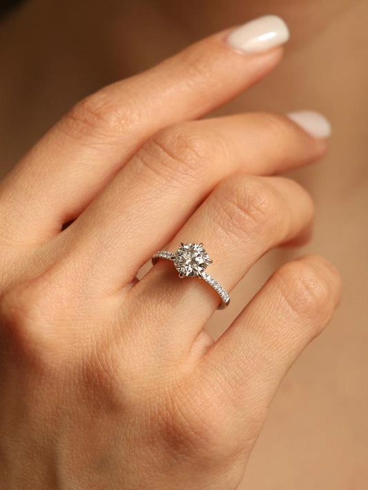 Marquise Cut Cluster Styled Lab Grown Diamond Engagement Ring