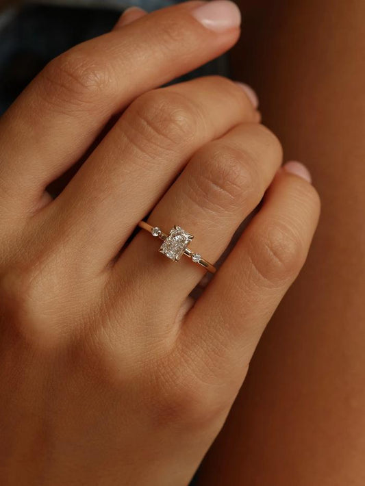 Marquise Cut Cluster Styled Lab Grown Diamond Engagement Ring