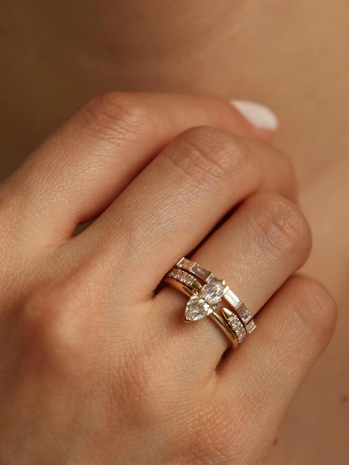 Marquise Cut Cluster Styled Lab Grown Diamond Engagement Ring