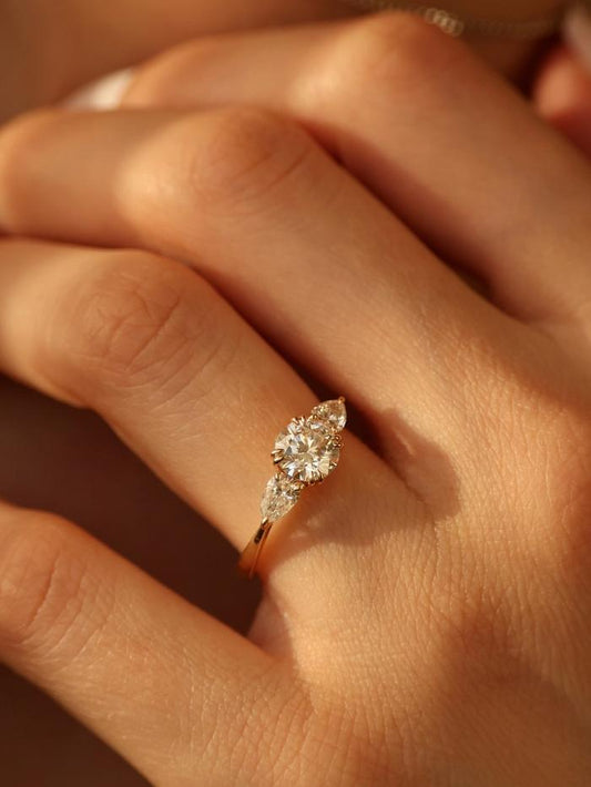 Marquise Cut Cluster Styled Lab Grown Diamond Engagement Ring