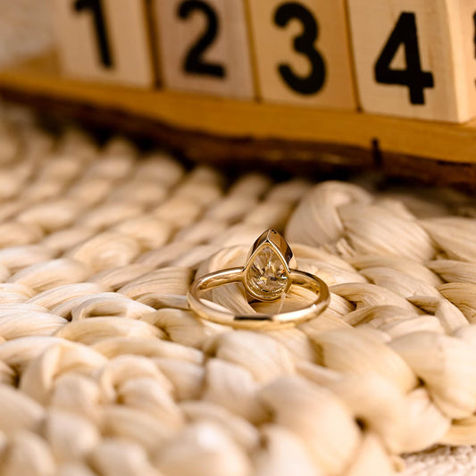 1.25 CT Pear Cut Bezel Solitaire Styled Lab Grown Diamond Engagement Ring