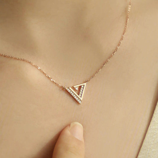 0.10 TCW Round Triangle Minimalist Moissanite Necklace 2