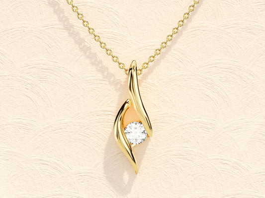 0.10 CT Round Solitaire Moissanite Necklace 2