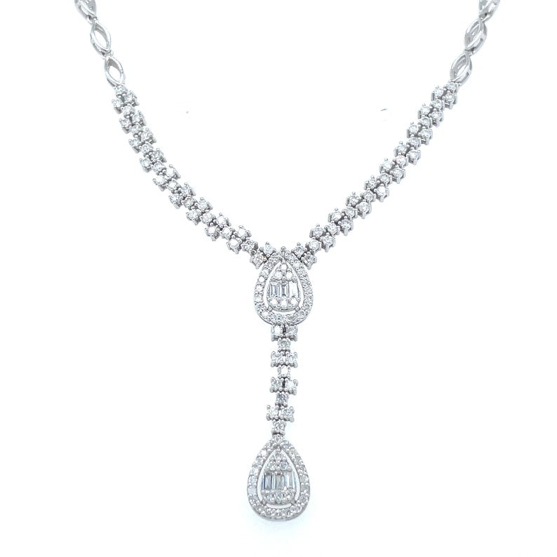 0.90 TCW Round & Emerald Shape Moissanite Necklace