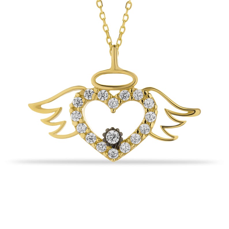 0.25-1.0 CT Round Cut Solitaire Angel Wing Moissanite Diamond Necklace