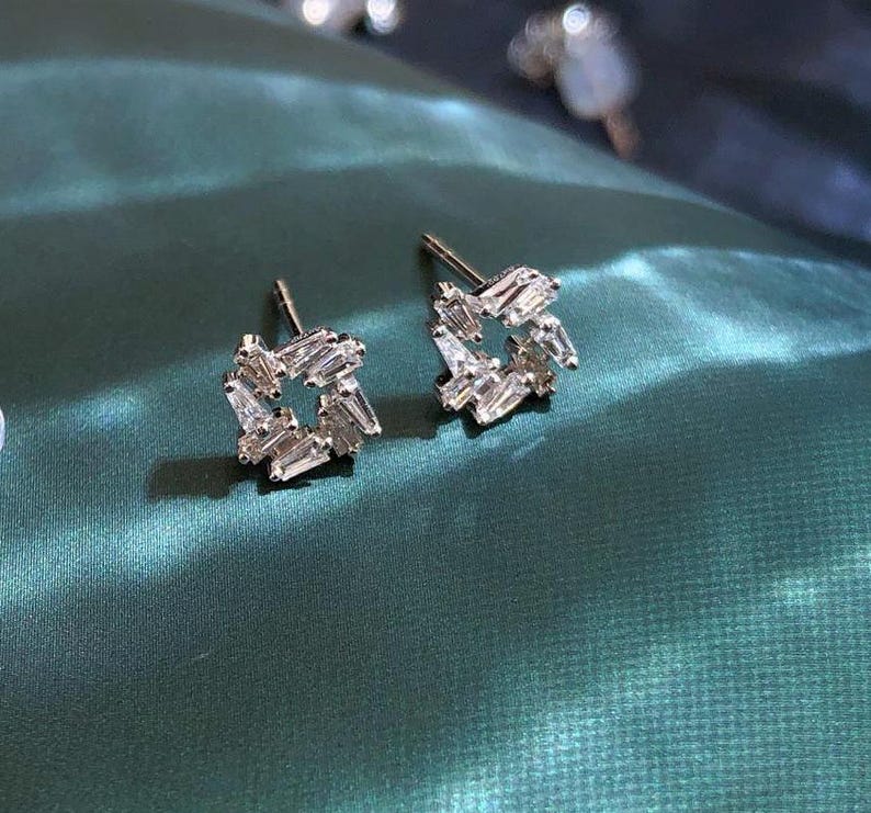 0.50 CT-2.0 CT Baguette Multi Stone CVD F/VS Diamond Earrings