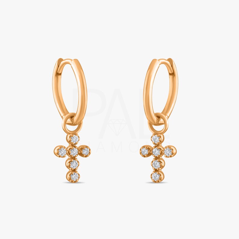 0.24 TCW Round Cut Cross Hoop Moissanite Earrings