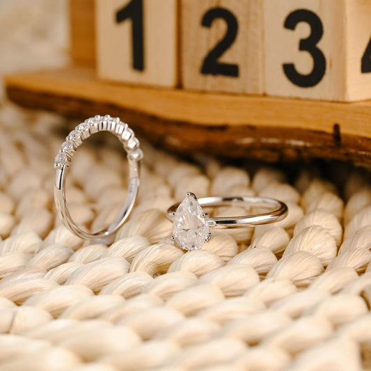 Marquise Cut Cluster Styled Lab Grown Diamond Bridal Ring Set