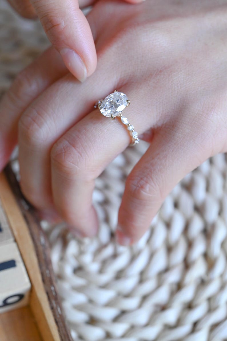 Marquise Cut Cluster Styled Lab Grown Diamond Engagement Ring