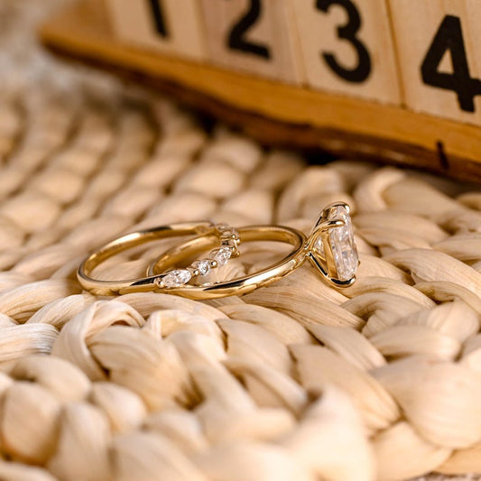 Marquise Cut Cluster Styled Lab Grown Diamond Bridal Ring Set