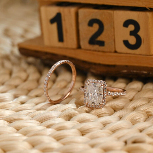 Marquise Cut Cluster Styled Lab Grown Diamond Bridal Ring Set