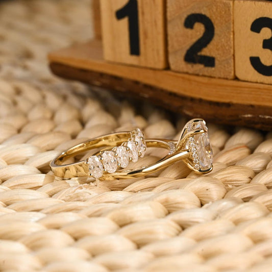 Marquise Cut Cluster Styled Lab Grown Diamond Bridal Ring Set