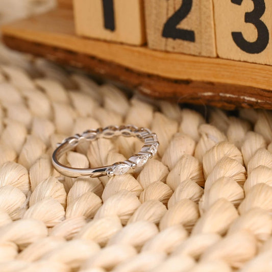 Marquise Cut Cluster Styled Lab Grown Wedding Band
