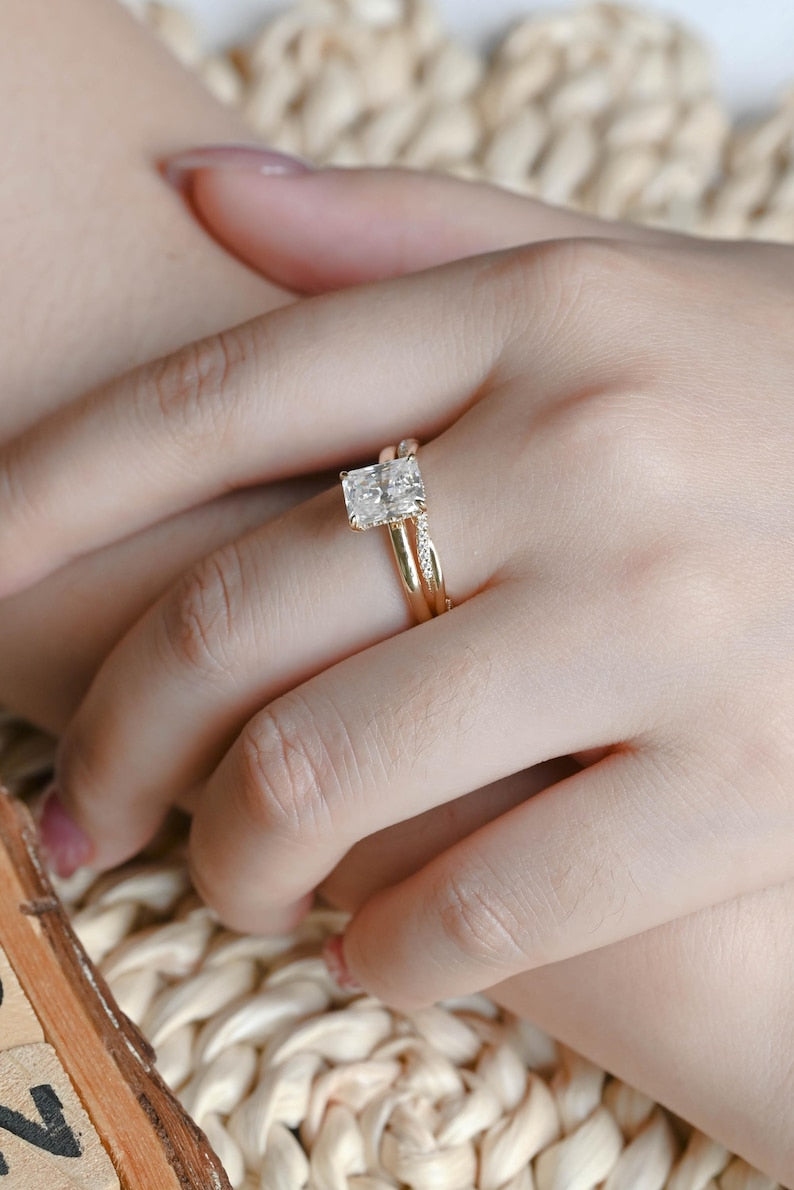 Marquise Cut Cluster Styled Lab Grown Diamond Bridal Ring Set