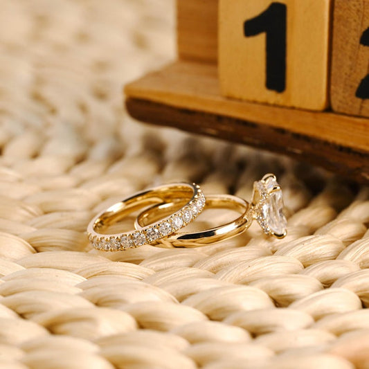 Marquise Cut Cluster Styled Lab Grown Diamond Bridal Ring Set