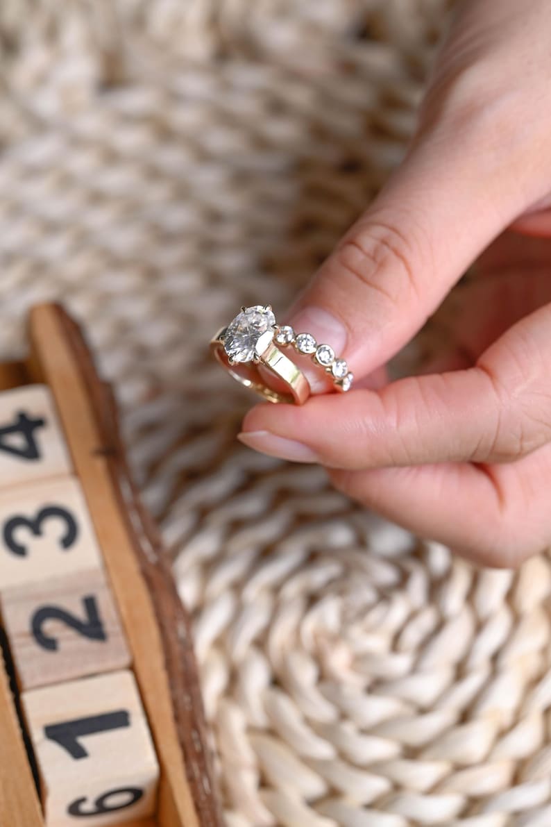 Marquise Cut Cluster Styled Lab Grown Diamond Bridal Ring Set