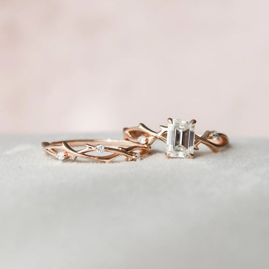 Marquise Cut Cluster Styled Lab Grown Bridal Ring Set